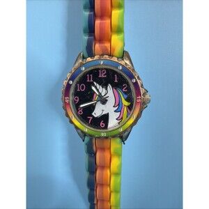 Accutime Unicorn Dial Rainbow Quartz Watch WN9019WM Watch Works Great, New Batt